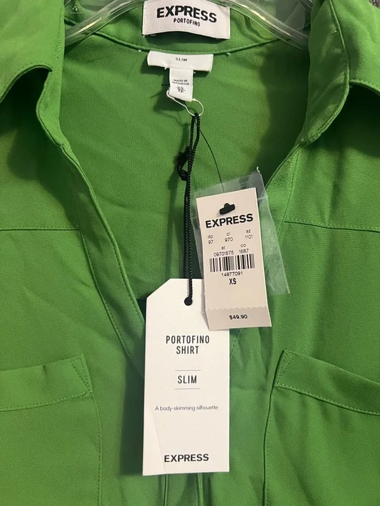 EXPRESS Leaf Green Portofino  Button-Down Shirt - Picture 2 of 3